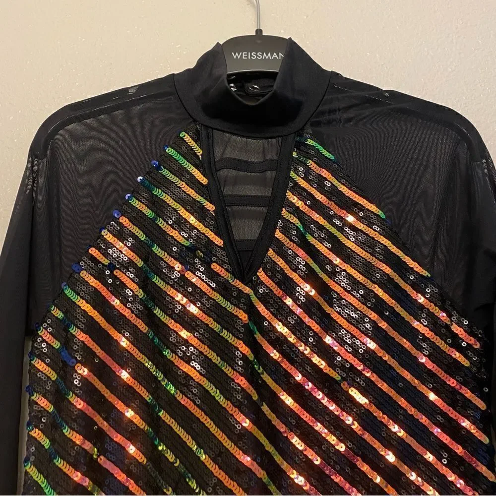 WEISSMAN Dance Costume black sequin dress SHAKE YOUR GROOVE THING 13584 adult SA